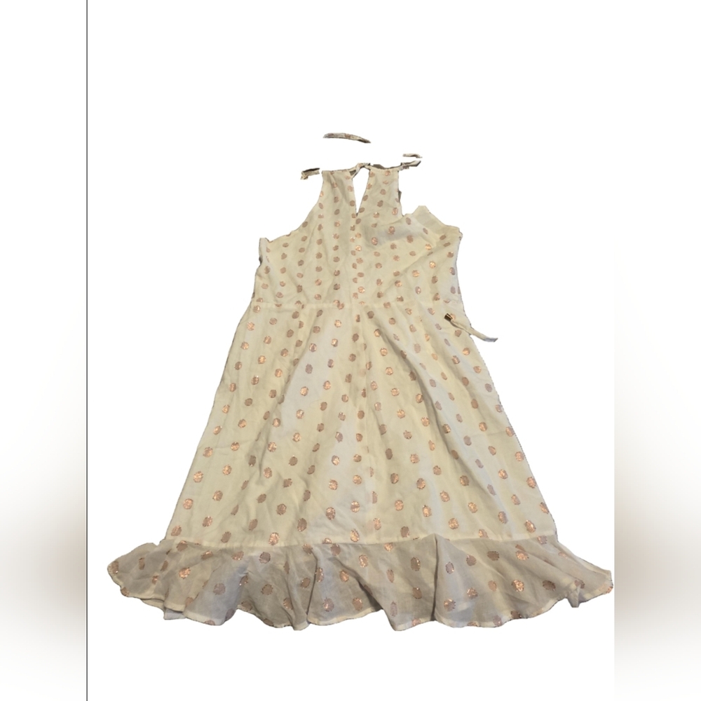Lovers + Friends White With Metallic Pink Polka Dots Mini Wrap Dress Size M - Picture 2 of 6
